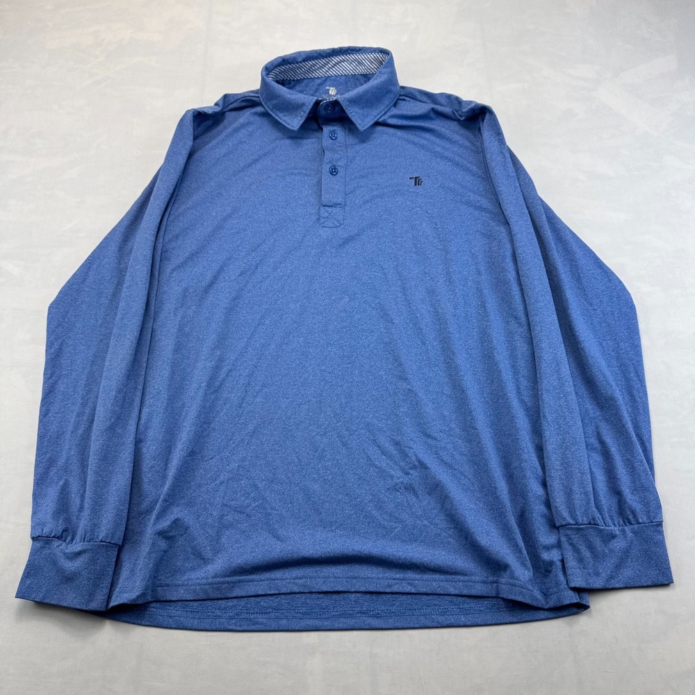 TRR Golf Polo Shirt Mens Medium Blue Long Sleeve Athleisure Comfort Stretch